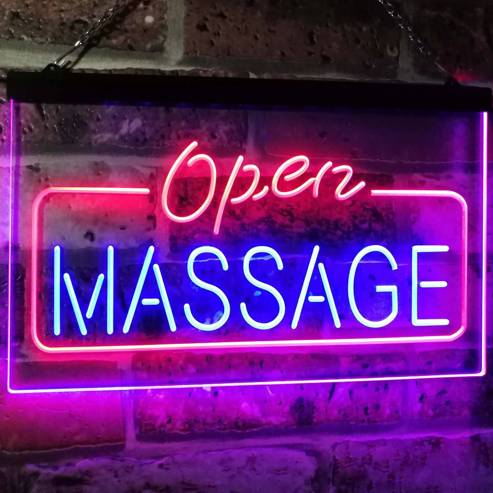 Massage Therapy Open Bar Dual Color Led Neon Sign